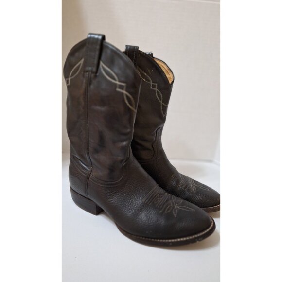 VINTAGE Tony Lama Western Cowboy Boots Mens Size‎ 8 1/2 EE Black Pull On Leather